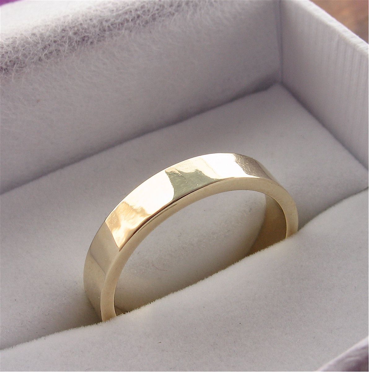 Gold broad wedding ring, Water Ripples design - Cumbrian Designs