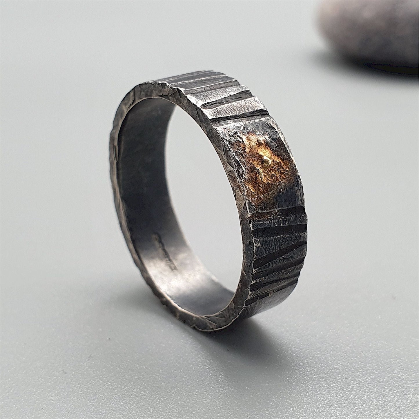Wedding ring, Sunset rustic design. Mens Designer Rings Wedding Ring 