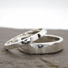 Matching white gold ring set, 2mm and 4mm Water Ripple design.