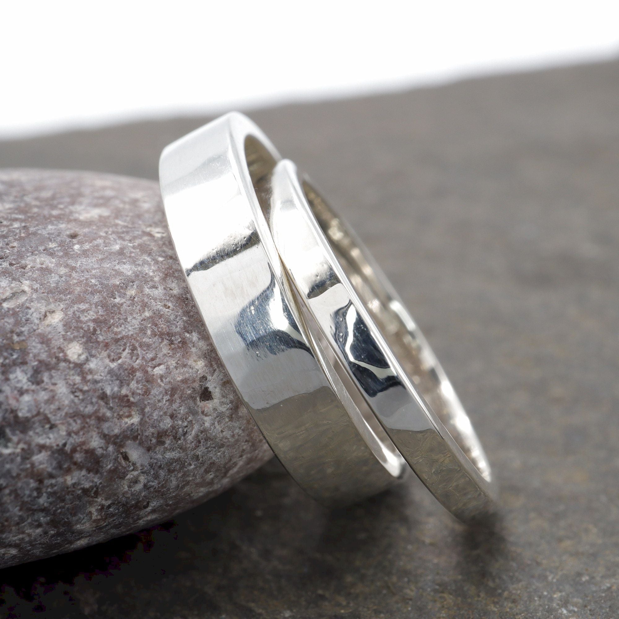 Water Ripples set, 2mm and 4mm wedding ring silver design. – Cumbrian ...