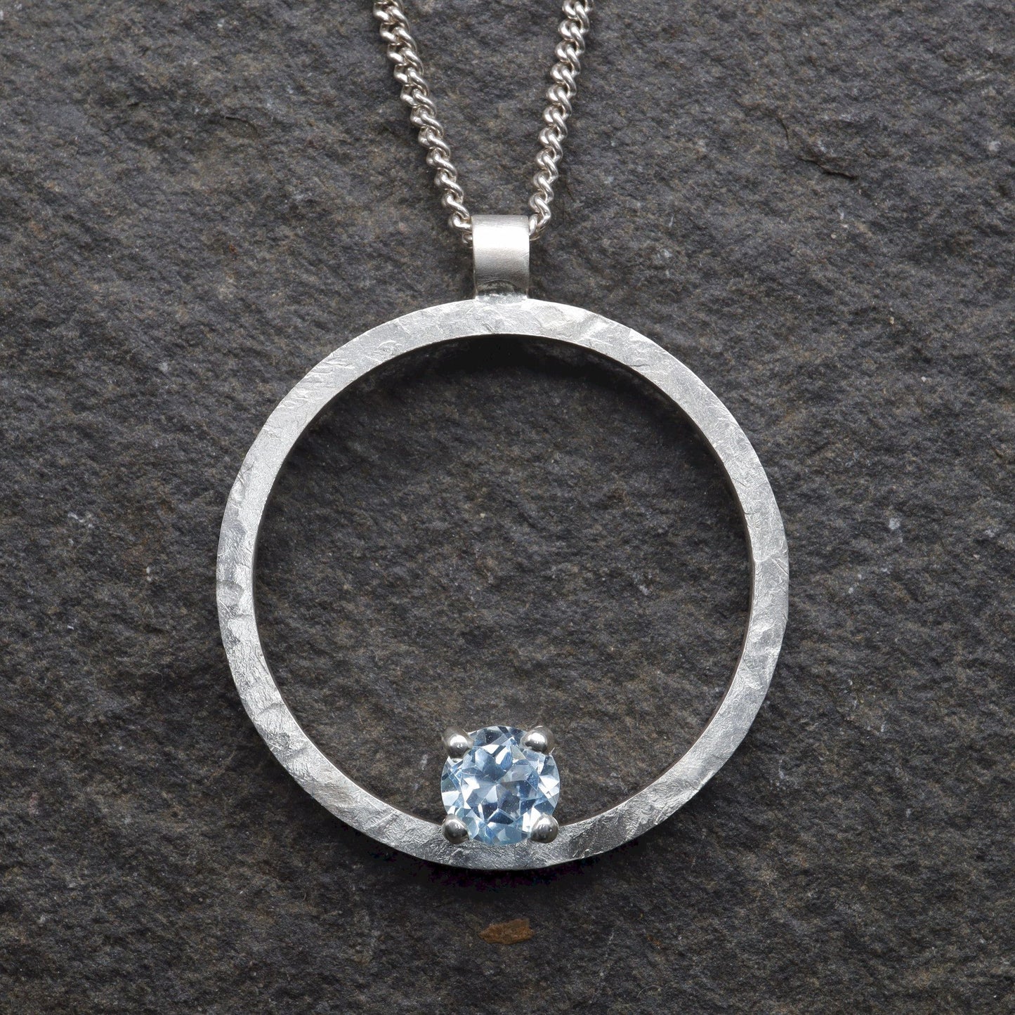 Circle handmade blue topaz Pendant  - Fells and Lakes range