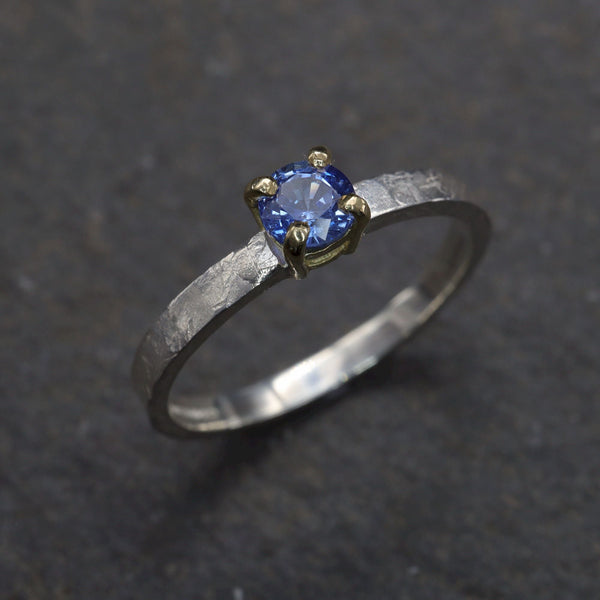 Sapphire solitaire gold ring, Windermere design