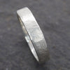 White gold thin wedding ring - rustic flat hammered textured band - Windermere design.