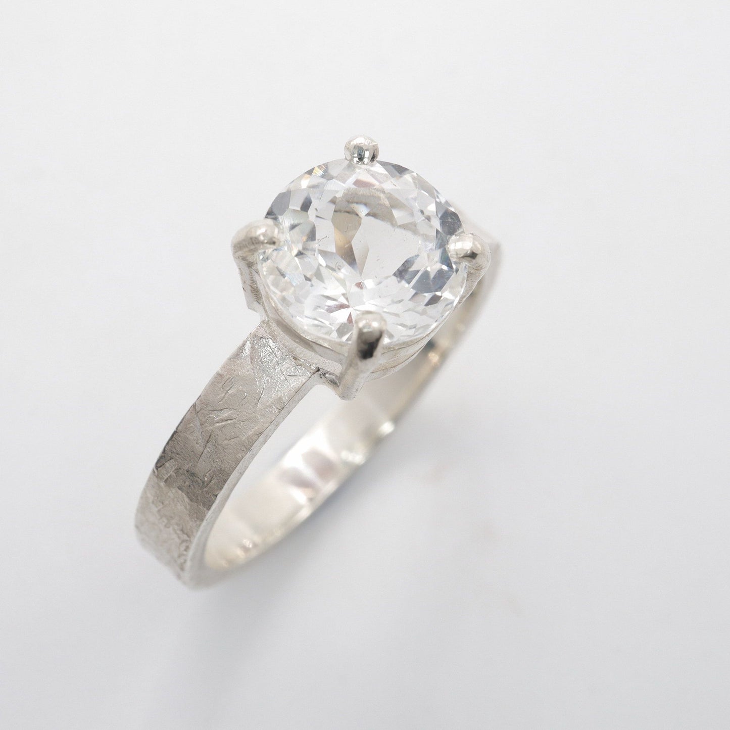 White Topaz large solitaire ring, Windermere design