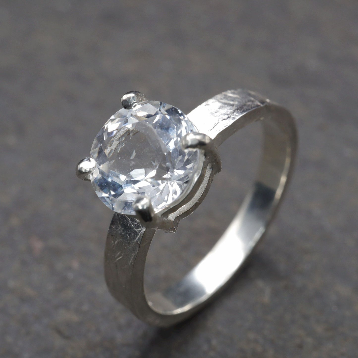White Topaz large solitaire ring, Windermere design